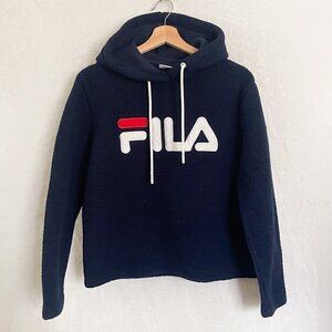 FILA Sweatshirt Blue Size Women's  Hooded Hoodie Fleece Thick Lined size small